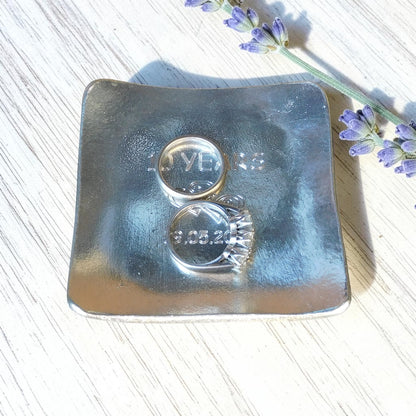 Personalised 10th Anniversary Pewter Keepsake Dish (Square), Handmade by William Sturt