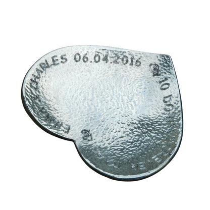 Hammered Personalised 10th Anniversary Pewter Keepsake Dish, 10 Down Forever To Go, Heart Design