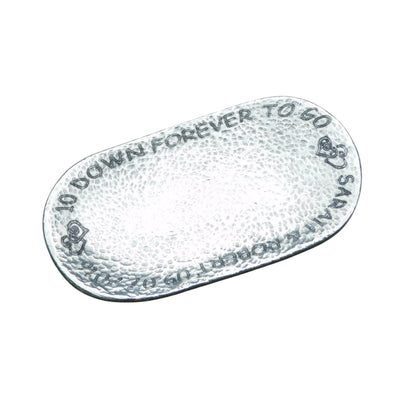 Hammered Personalised 10th Anniversary Pewter Keepsake Dish, 10 Down Forever To Go, Oval Design
