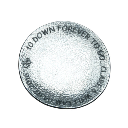 Hammered 10th Anniversary Pewter Keepsake Dish, Round Design, 10 DOWN FOREVER TO GO