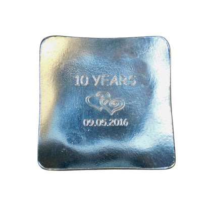 Personalised 10th Anniversary Pewter Keepsake Dish (Square), Handmade by William Sturt