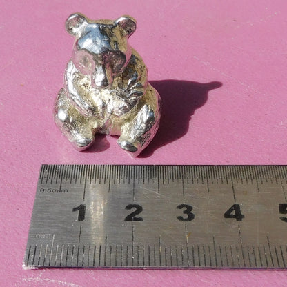 Panda Figurine, Miniature Panda, Handmade Pewter