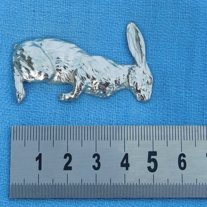 Hare Brooch (Tall Hare), Handcast Pewter, Polished Finish
