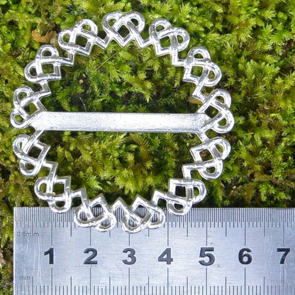 Celtic Heart Scarf Ring, Interlaced Heart Circle, Handcast Pewter, Polished Finish