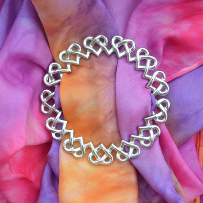 Celtic Heart Scarf Ring, Interlaced Heart Circle, Handcast Pewter, Polished Finish