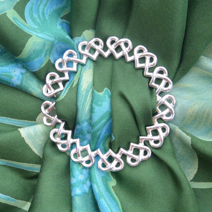Celtic Heart Scarf Ring, Interlaced Heart Circle, Handcast Pewter, Polished Finish