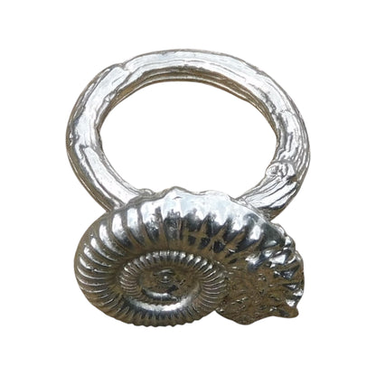 Ammonite Scarf Ring, Cast from a Real Fossil, Handcast Pewter, Polished Finish