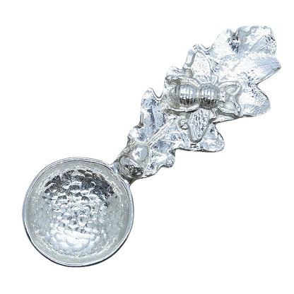 Oak Leaf and Bee Sugar Spoon, Handcast Pewter