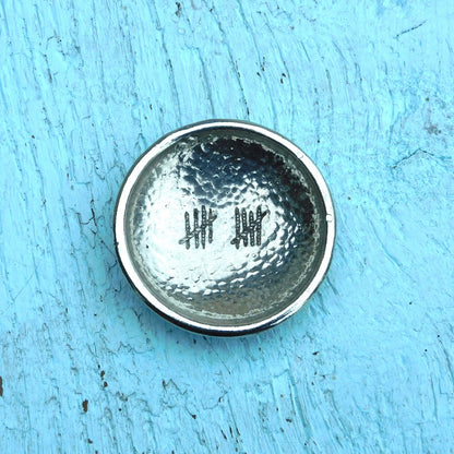 Custom Tally Mark Ring Bowl, Handmade in Fine Pewter
