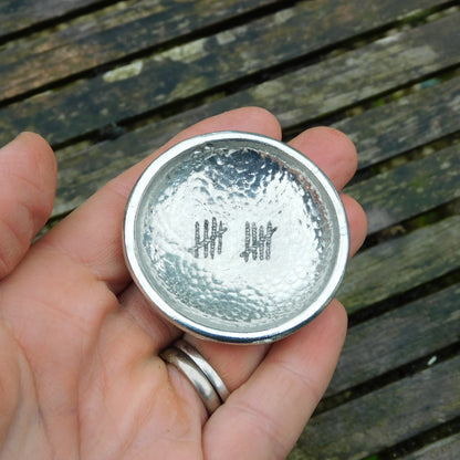 Custom Tally Mark Ring Bowl, Handmade in Fine Pewter