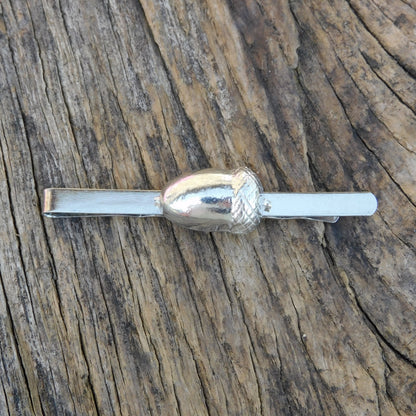 Acorn Tie Clip, Handcast Pewter Tie Clip, Polished Finish