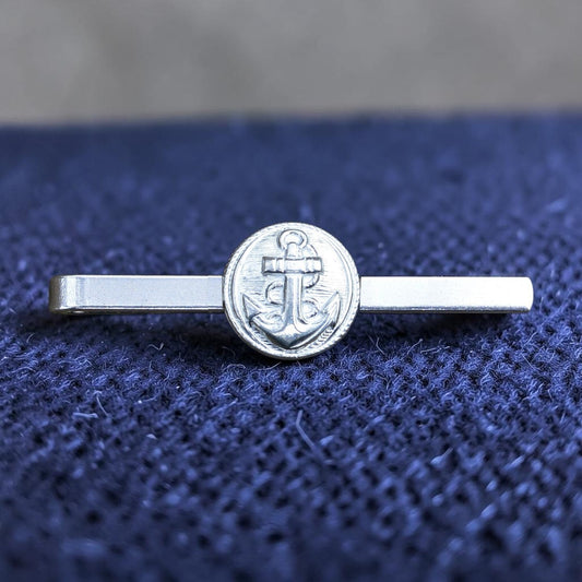 Anchor Tie Clip, Handcast Pewter Tie Clip, Polished Finish