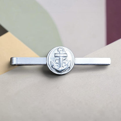 Anchor Tie Clip, Handcast Pewter Tie Clip, Polished Finish