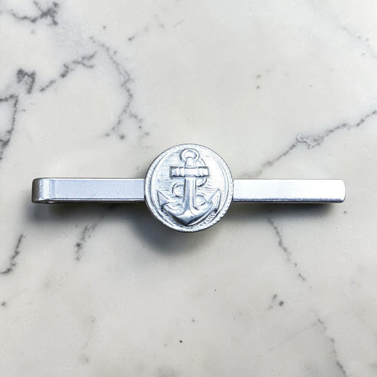 Anchor Tie Clip, Handcast Pewter Tie Clip, Polished Finish