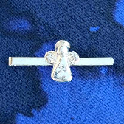 Angel Tie Clip, Handcast Pewter Tie Clip, Polished Finish
