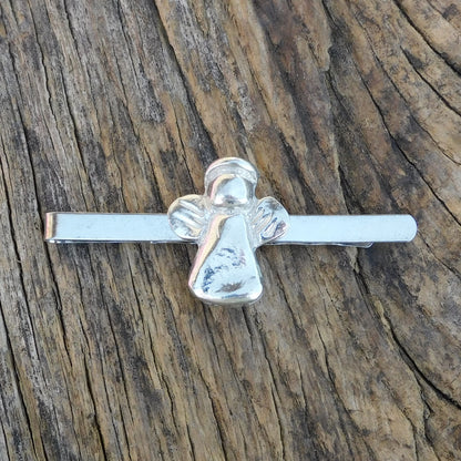 Angel Tie Clip, Handcast Pewter Tie Clip, Polished Finish