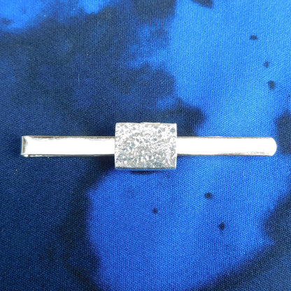 Hammered Rectangle Tie Clip, Handcast Pewter Tie Clip, Polished Finish