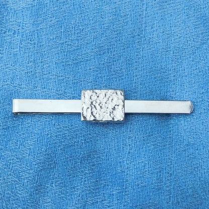 Hammered Rectangle Tie Clip, Handcast Pewter Tie Clip, Polished Finish