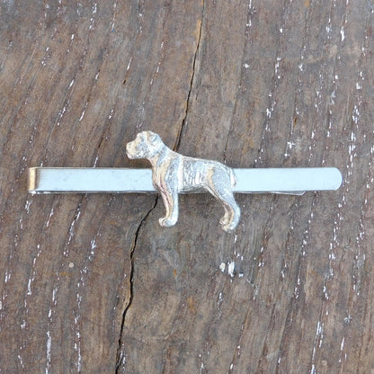 Boxer Dog Tie Clip, Handcast Pewter Tie Clip, Polished Finish