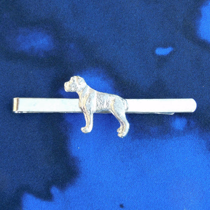 Boxer Dog Tie Clip, Handcast Pewter Tie Clip, Polished Finish