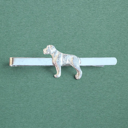Boxer Dog Tie Clip, Handcast Pewter Tie Clip, Polished Finish