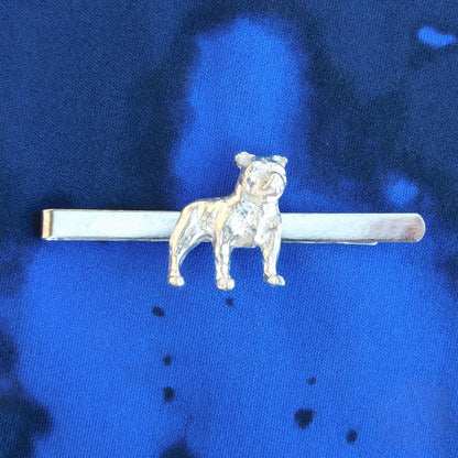 Bulldog Tie Clip, French Bulldog Tie Clip, Handcast Pewter Tie Clip, Polished Finish