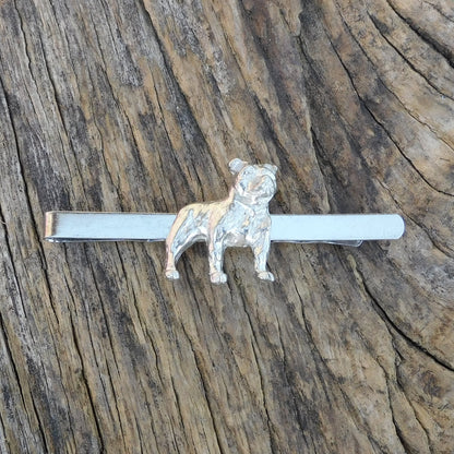 Bulldog Tie Clip, French Bulldog Tie Clip, Handcast Pewter Tie Clip, Polished Finish