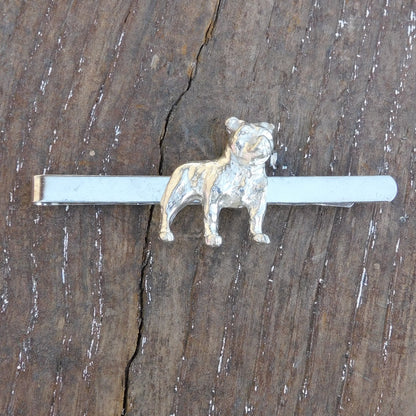 Bulldog Tie Clip, French Bulldog Tie Clip, Handcast Pewter Tie Clip, Polished Finish