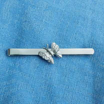 Butterfly Tie Clip, Butterfly Tie Clip, Butterfly Gift, Handcast in Fine Pewter by William Sturt