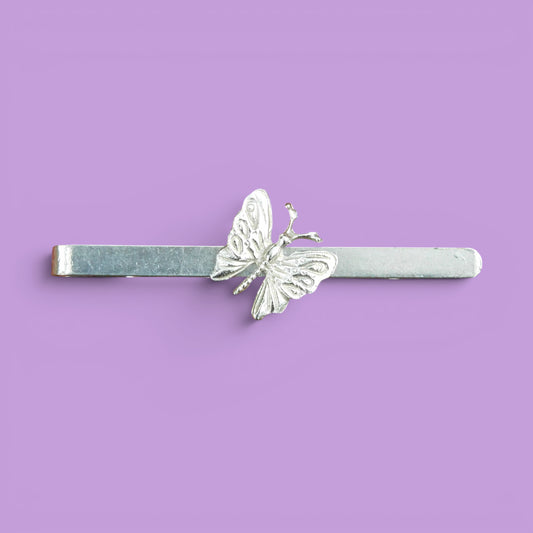 Butterfly Tie Clip, Butterfly Tie Clip, Butterfly Gift, Handcast in Fine Pewter by William Sturt
