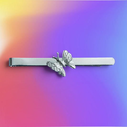 Butterfly Tie Clip, Butterfly Tie Clip, Butterfly Gift, Handcast in Fine Pewter by William Sturt