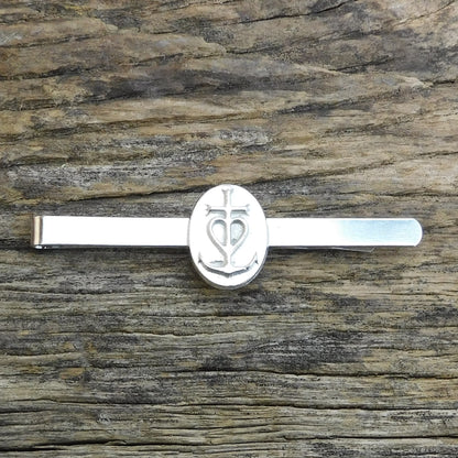 Camargue Cross Tie Clip, Handcast Pewter Tie Clip, Polished Finish