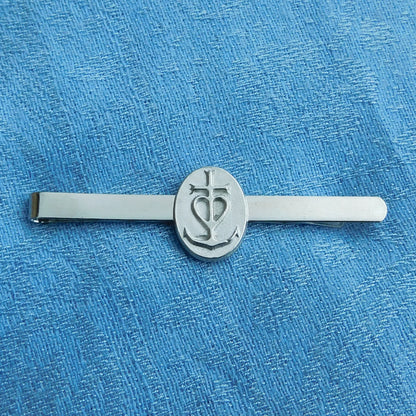 Camargue Cross Tie Clip, Handcast Pewter Tie Clip, Polished Finish