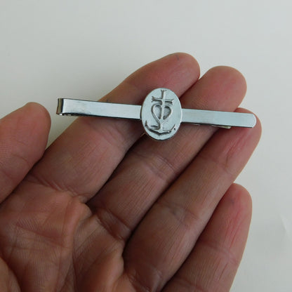 Camargue Cross Tie Clip, Handcast Pewter Tie Clip, Polished Finish