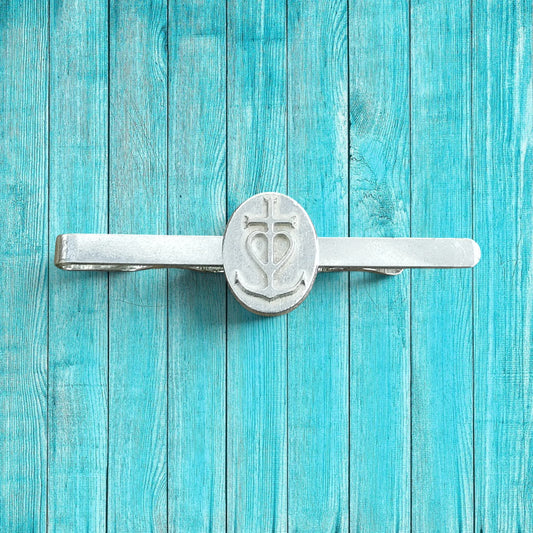 Camargue Cross Tie Clip, Handcast Pewter Tie Clip, Polished Finish