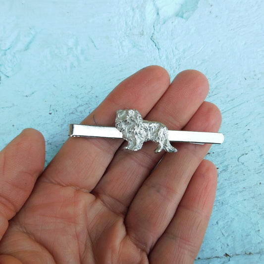 Cavalier King Charles Spaniel Tie Clip, Handcast Pewter Tie Clip, Polished Finish