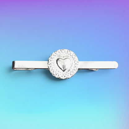 Celtic Heart Tie Clip, Handcast Pewter Tie Clip, Polished Finish