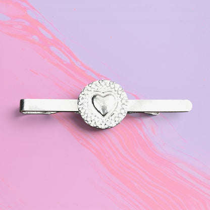 Celtic Heart Tie Clip, Handcast Pewter Tie Clip, Polished Finish