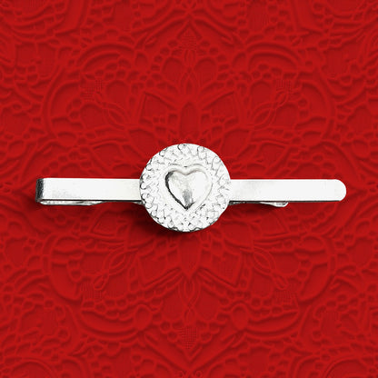 Celtic Heart Tie Clip, Handcast Pewter Tie Clip, Polished Finish