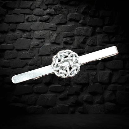 Love Knot Tie Clip, Handcast Pewter Tie Clip, Polished Finish