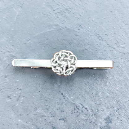 Celtic Love Knot Tie Clip, Handcast Pewter Tie Clip, Polished Finish