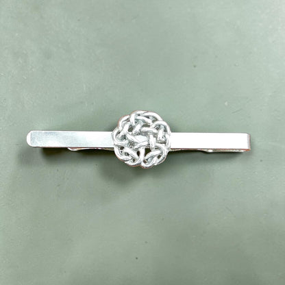 Celtic Love Knot Tie Clip, Handcast Pewter Tie Clip, Polished Finish