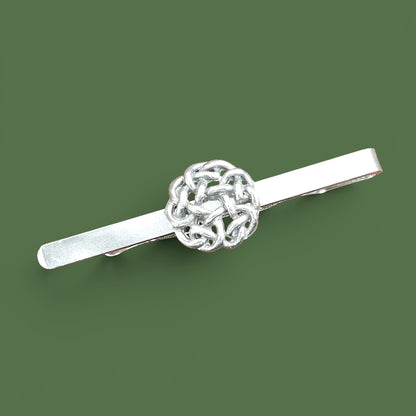 Love Knot Tie Clip, Handcast Pewter Tie Clip, Polished Finish