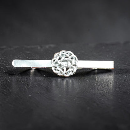 Celtic Love Knot Tie Clip, Handcast Pewter Tie Clip, Polished Finish