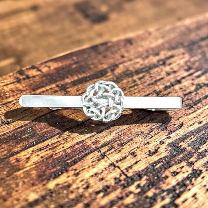 Celtic Love Knot Tie Clip, Handcast Pewter Tie Clip, Polished Finish