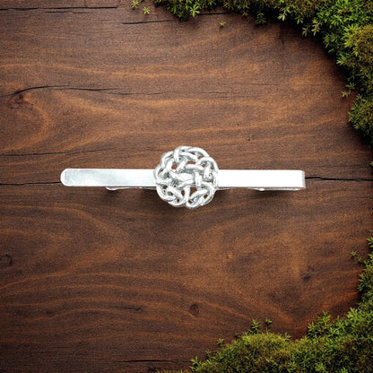 Love Knot Tie Clip, Handcast Pewter Tie Clip, Polished Finish