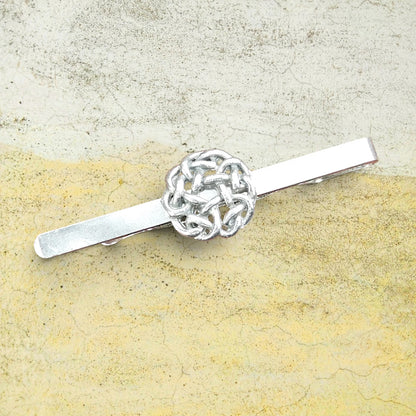 Love Knot Tie Clip, Handcast Pewter Tie Clip, Polished Finish