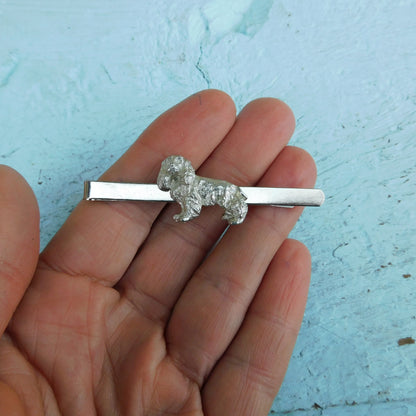 Cocker Spaniel Tie Clip, Handcast Pewter Tie Clip, Polished Finish