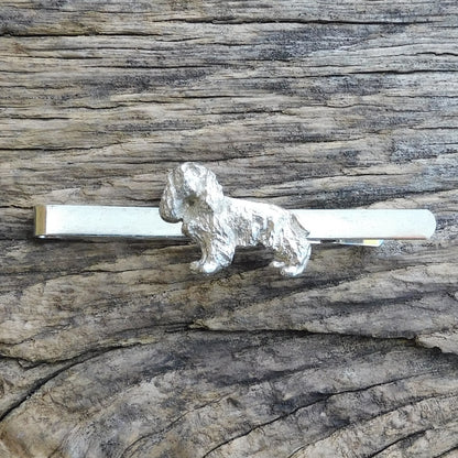 Cocker Spaniel Tie Clip, Handcast Pewter Tie Clip, Polished Finish
