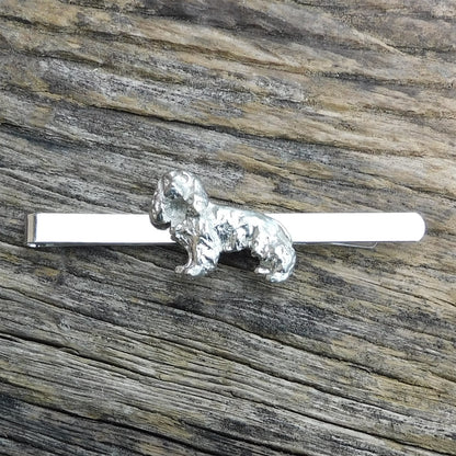 Cocker Spaniel Tie Clip, Handcast Pewter Tie Clip, Polished Finish